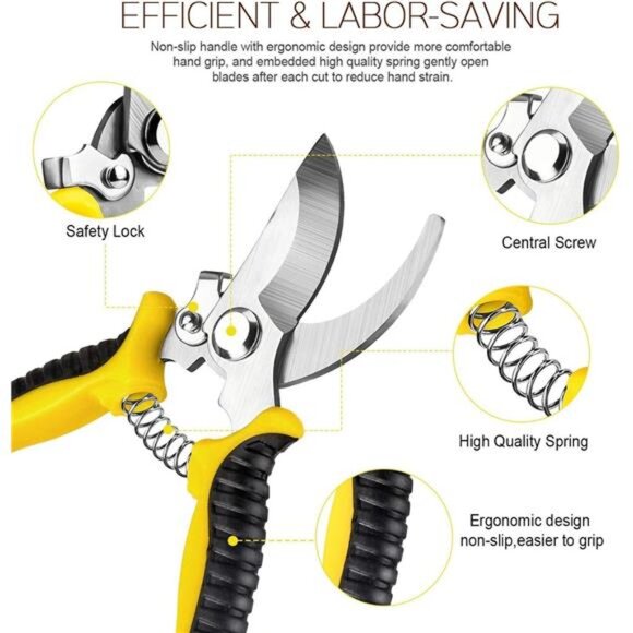 3 Pack Garden Pruning Shears Stainless Steel Blades Handheld Pruners Set - Picture 4 of 7